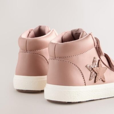 Pink Standard Fit (F) Touch Fasten High Top Trainers