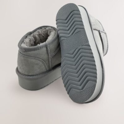 Grey Standard Fit (F) Flatform Mini Warm Lined Water Repellent Suede Pull-On Boots