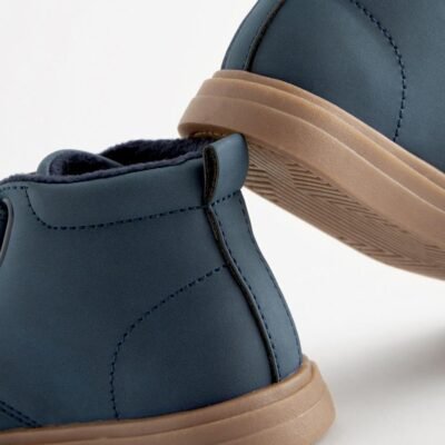 Navy Blue Standard Fit (F) Warm Lined Touch Fastening Boots