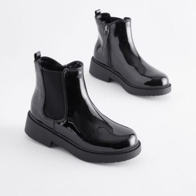 Black Patent Wide Fit (G) Chelsea Ankle Boots