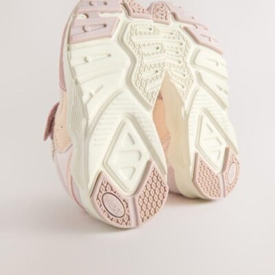 Pink Standard Fit (F) Elastic Lace Touch Fasten Trainers