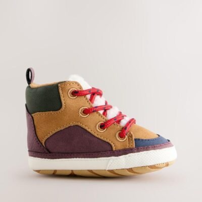 Tan Brown Baby Elastic Lace Boots