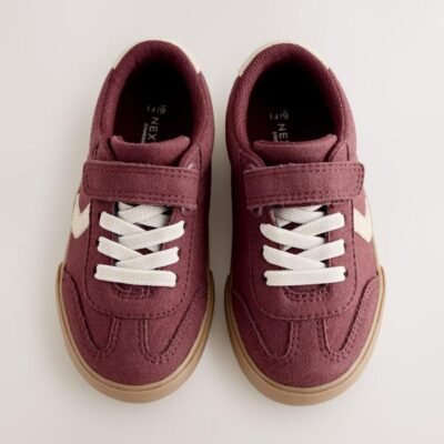 Red Burgundy Standard Fit (F) Touch Fastening Elastic Lace Trainers