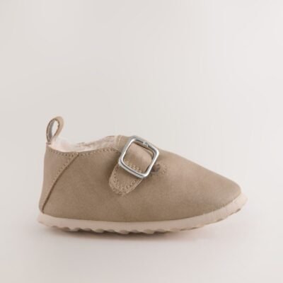 Beige Baby Faux Fur Lined Clog Shoes