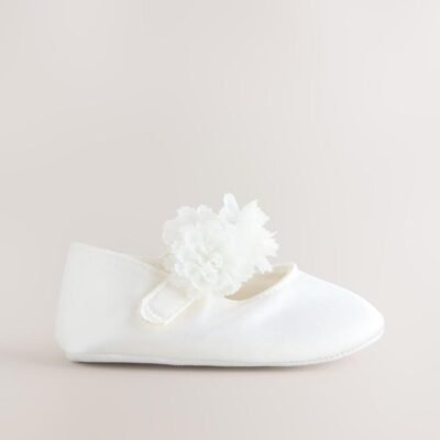 White Satin Baby Corsage Shoes