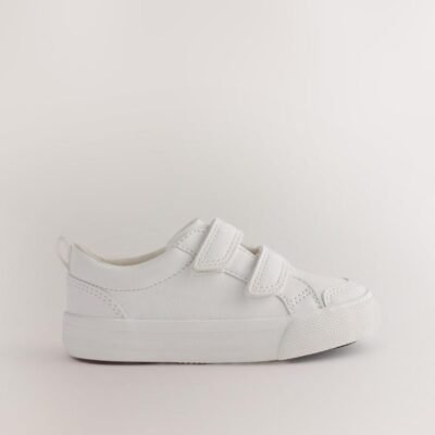 White Wide Fit (G) Two Strap Touch Fastening Trainers