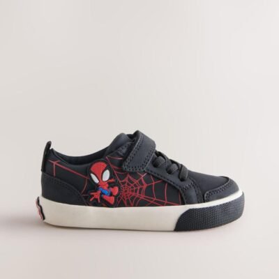 Black/Red Spiderman Standard Fit (F) Touch Fastening Elastic Lace Trainers