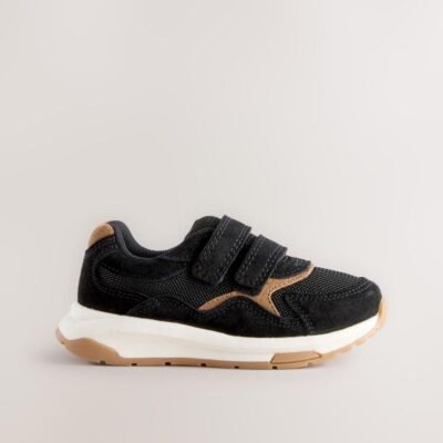 Black Suede Touch Fastening Trainers