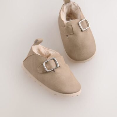Beige Baby Faux Fur Lined Clog Shoes