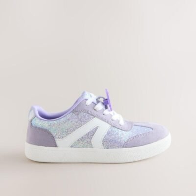 Purple Glitter Lilo & Stitch Lace-Up Lifestyle Trainers