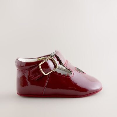 Burgundy Red Baby T Bar Shoes