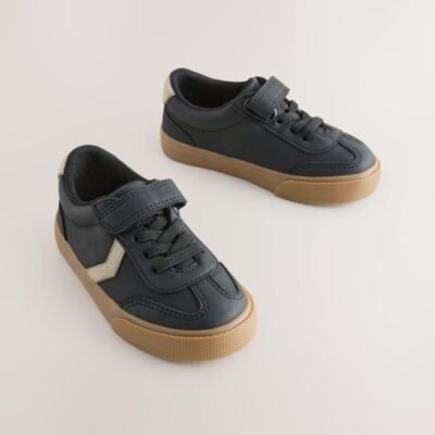 Black Standard Fit (F) Touch Fastening Elastic Lace Trainers