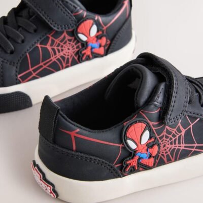 Black/Red Spiderman Standard Fit (F) Touch Fastening Elastic Lace Trainers