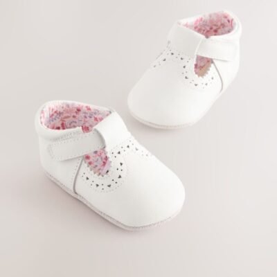 White Leather Baby T-Bar Shoes