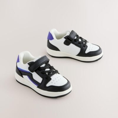 Monochrome Touch Fastening Elastic Lace Trainers