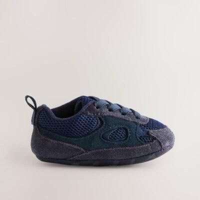 Blue Navy Baby Elastic Lace Slip-Ons Trainers