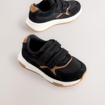 Black Suede Touch Fastening Trainers