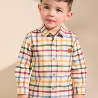 Ecru Bright Gingham Check Long Sleeve Character Shirt