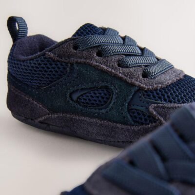 Blue Navy Baby Elastic Lace Slip-Ons Trainers