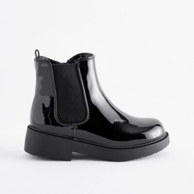 Black Patent Wide Fit (G) Chelsea Ankle Boots