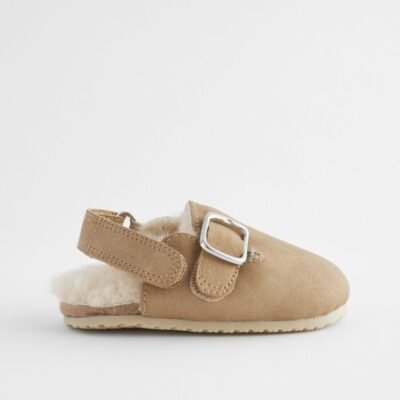 Neutral Faux Fur Lined Baby Clogs