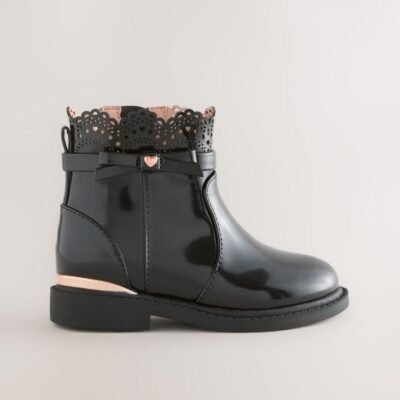 Black Chelsea Bow Ankle Boots