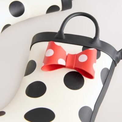 Black/White/Red Minnie Mouse Handle Wellies