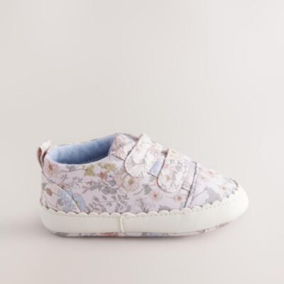 Pink Floral Touch Fasten Baby Trainers