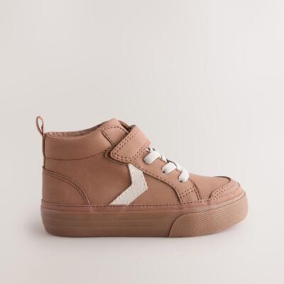 Tan Brown Wide Fit (G) Elastic Lace Touch Fastening Chevron Boots