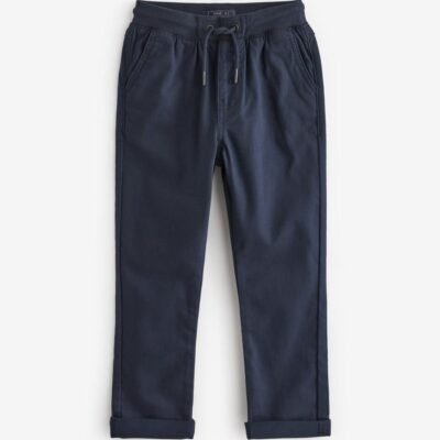 Navy Blue Regular Fit Rib Waist Pull-On Trousers