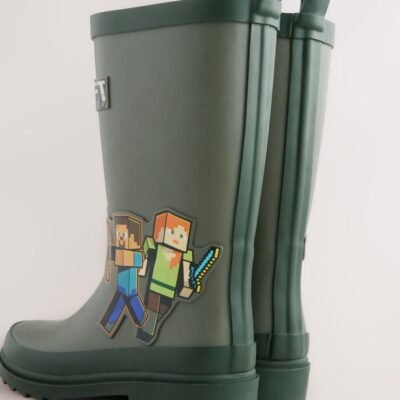 Khaki Green Minecraft Rubber Wellies