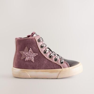 Purple Standard Fit (F) Star High Top Trainers