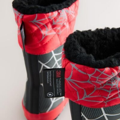Black/Red Spiderman Thermal Thinsulate™ Lined Cuff Wellies