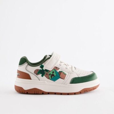 Neutral Minecraft Touch Close Elastic Lace Trainers