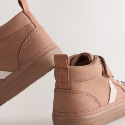 Tan Brown Wide Fit (G) Elastic Lace Touch Fastening Chevron Boots