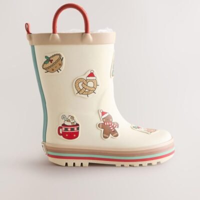 Neutral Christmas Handle Wellies