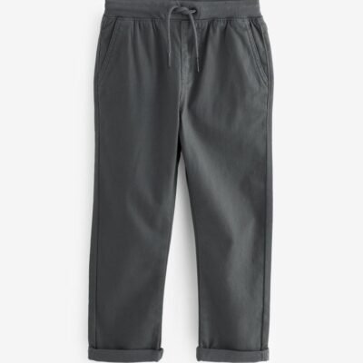 Charcoal Grey Regular Fit Rib Waist Pull-On Trousers