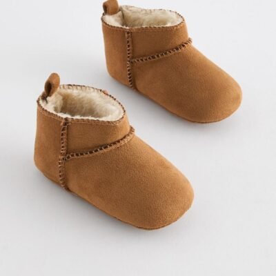 Tan Brown Warm Lined Baby Boots