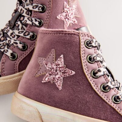 Purple Standard Fit (F) Star High Top Trainers