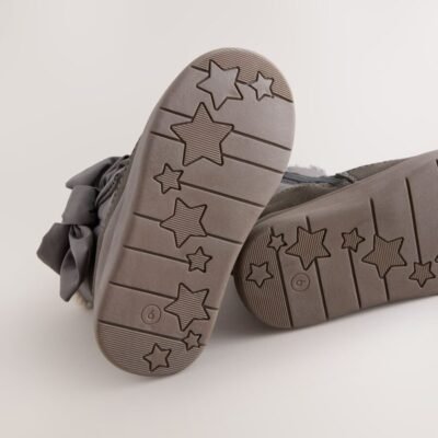 Grey Water Repellent Quilted Bow Boots