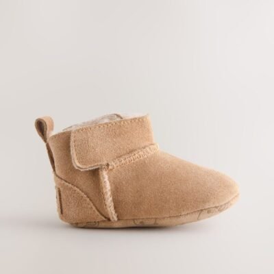Tan Brown Suede Baby Pull-On Boots
