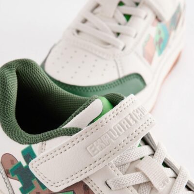 Neutral Minecraft Touch Close Elastic Lace Trainers