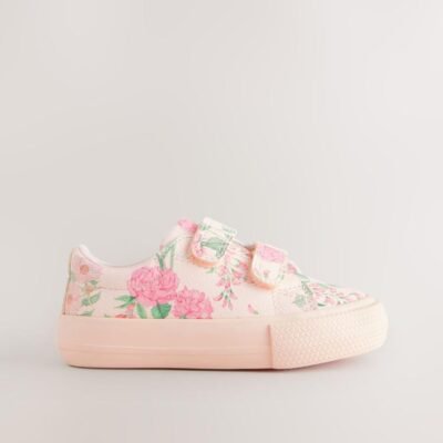 Pink Floral Standard Fit (F) Chunky Trainers With Touch Fastening