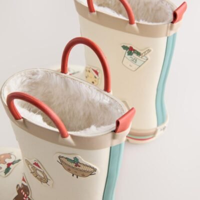 Neutral Christmas Handle Wellies