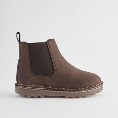 Chocolate Brown Standard Fit (F) Warm Lined Leather Chelsea Boots