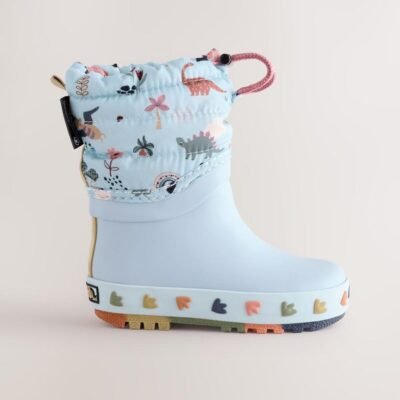 Blue Dinosaur Thinsulate Lined Cuff Wellies