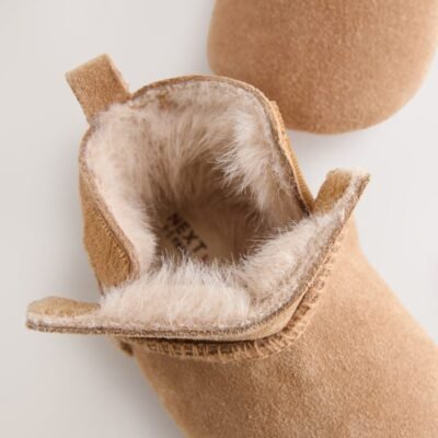 Tan Brown Suede Baby Pull-On Boots