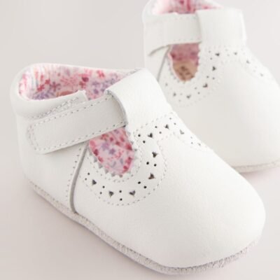 White Leather Baby T-Bar Shoes
