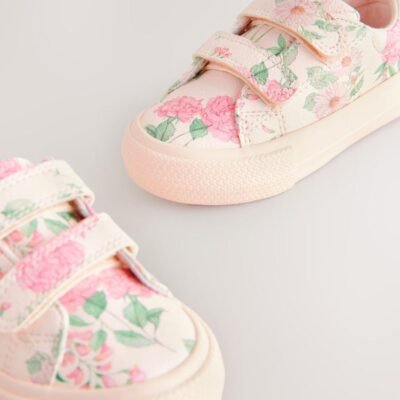 Pink Floral Standard Fit (F) Chunky Trainers With Touch Fastening