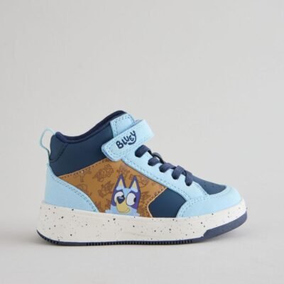 Navy Bluey Standard Fit (F) Touch Fastening Elastic Lace Hi Top Trainers